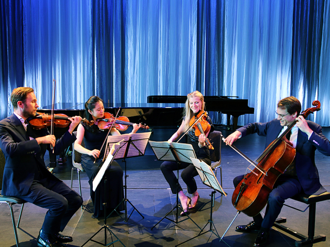 Doric String Quartet framførte strykekvartett i B-dur, op. 33, nr. 4 av Joseph Haydn. Foto: Sara Svanemyr, Det kongelege hoffet